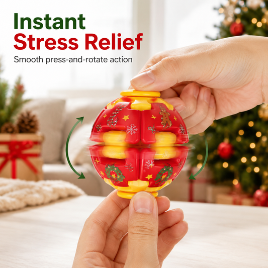 Christmas Fidget Ball Press And Spin Puzzle Toy Stress Relief Rotating Sensory Ball Holiday Stocking Stuffer Gift For Kids Adults
