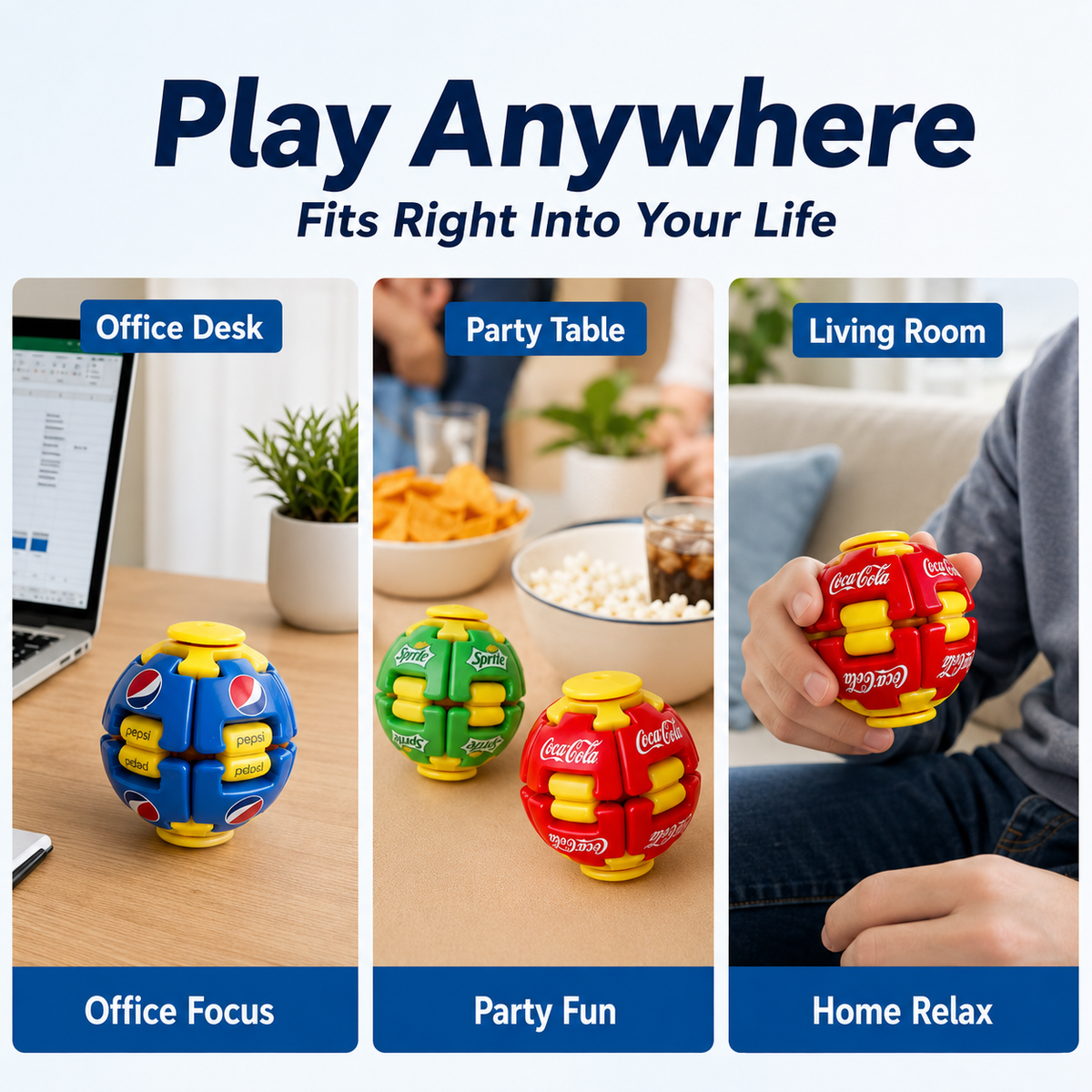 Soda Fidget Ball Press And Spin Puzzle Toy Stress Relief Rotating Sensory Beverage Shaped Ball Random Color Party Favor Gift For Kids And Adults Fun Desk Toy