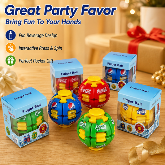 Soda Fidget Ball Press And Spin Puzzle Toy Stress Relief Rotating Sensory Beverage Shaped Ball Random Color Party Favor Gift For Kids And Adults Fun Desk Toy