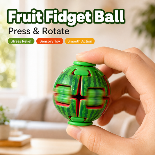 Fruit Fidget Ball Press And Spin Puzzle Toy Stress Relief Rotating Sensory Watermelon Strawberry Shaped Ball Random Color Party Favor Gift For Kids And Adults Fun Desk Toy