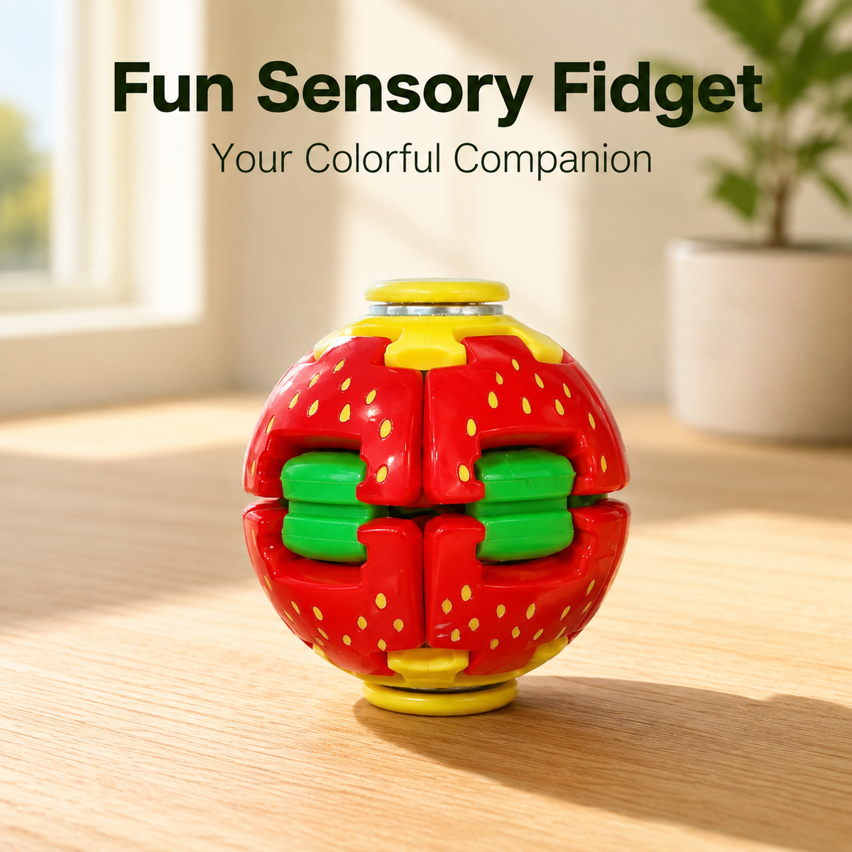 Fruit Fidget Ball Press And Spin Puzzle Toy Stress Relief Rotating Sensory Watermelon Strawberry Shaped Ball Random Color Party Favor Gift For Kids And Adults Fun Desk Toy