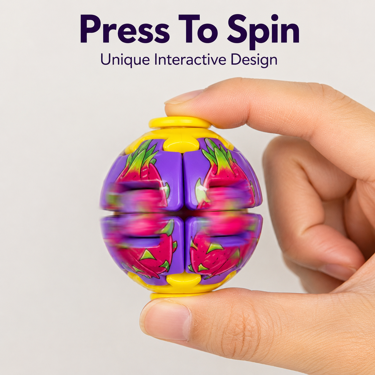 Fruit Fidget Ball Press And Spin Puzzle Toy Stress Relief Rotating Sensory Watermelon Strawberry Shaped Ball Random Color Party Favor Gift For Kids And Adults Fun Desk Toy
