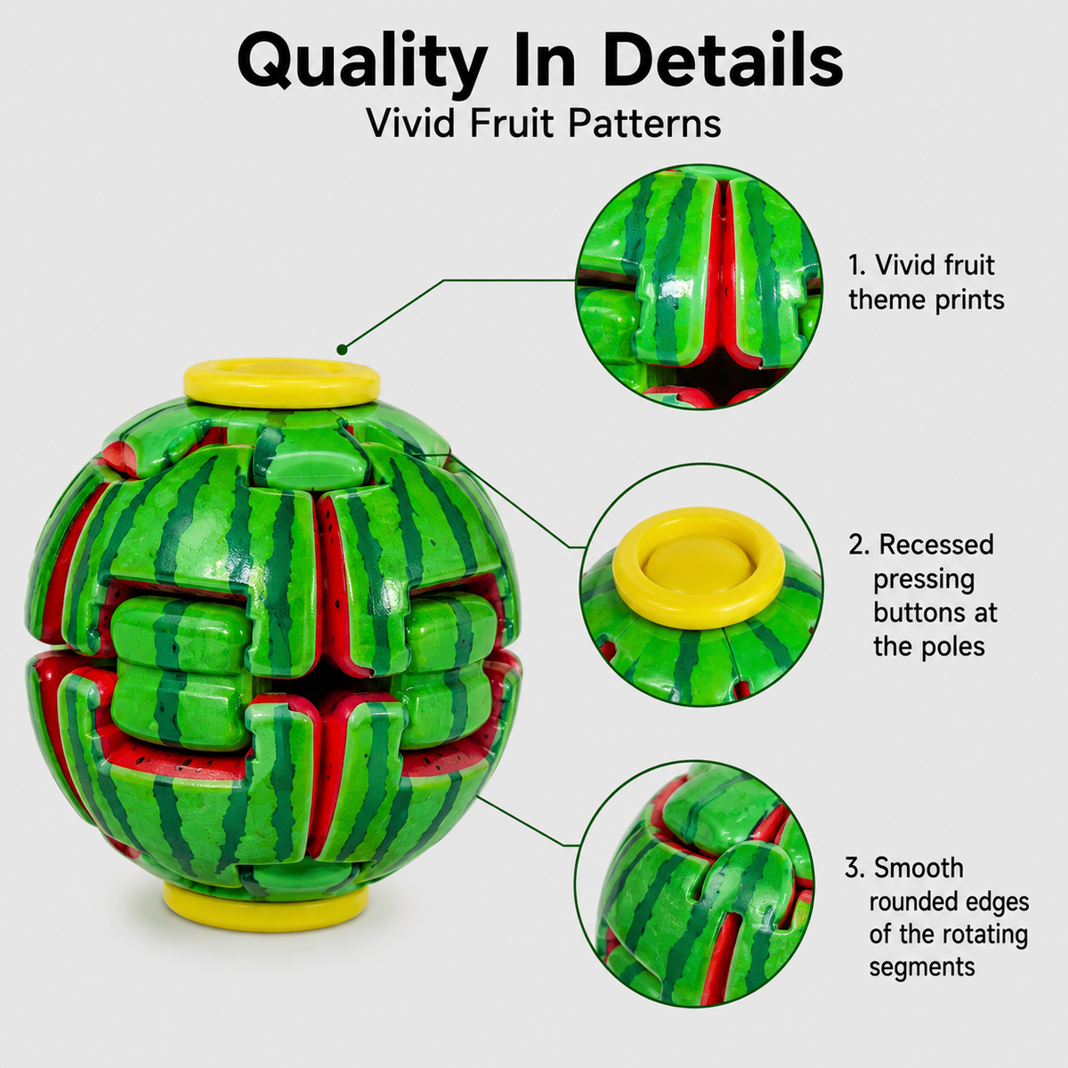 Fruit Fidget Ball Press And Spin Puzzle Toy Stress Relief Rotating Sensory Watermelon Strawberry Shaped Ball Random Color Party Favor Gift For Kids And Adults Fun Desk Toy
