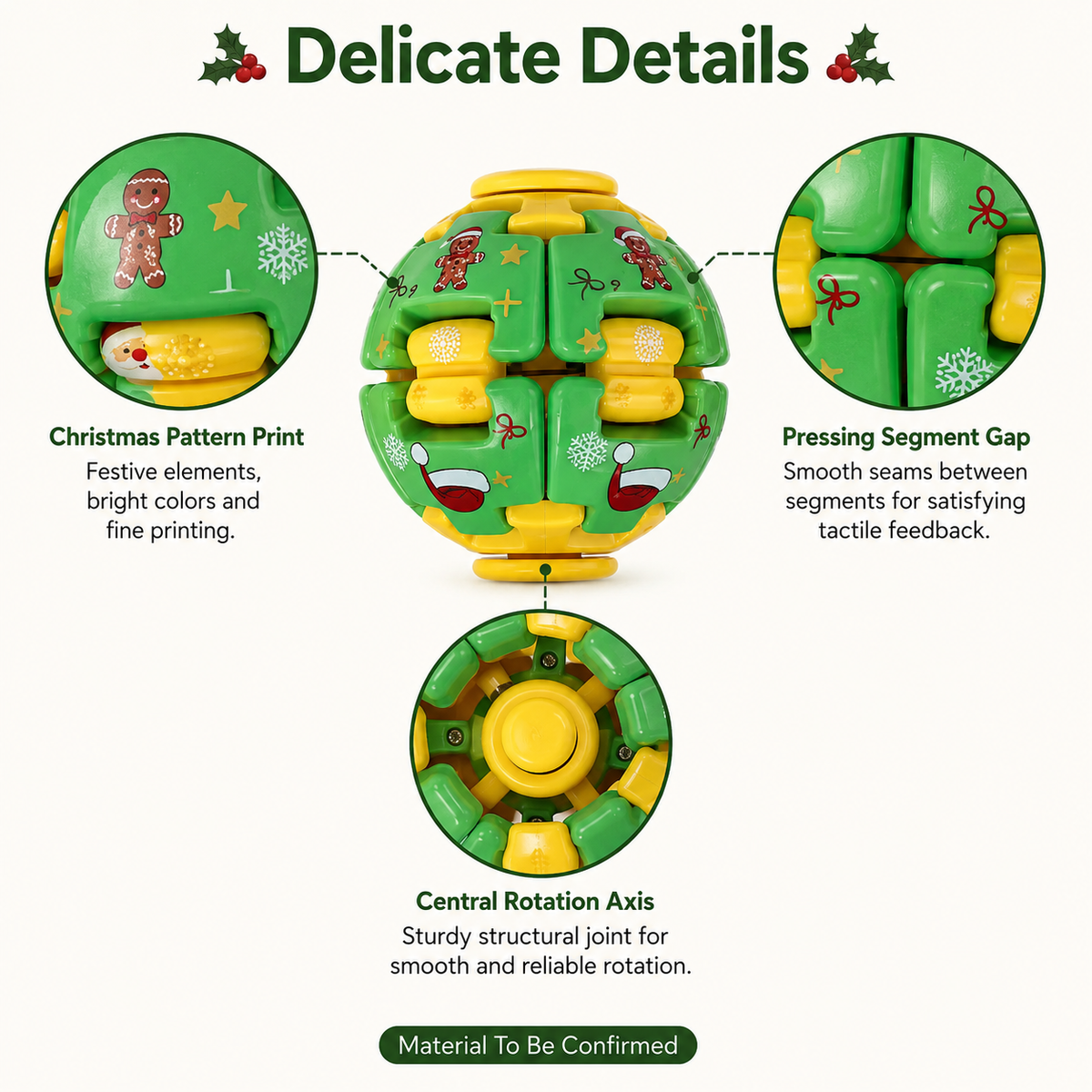Christmas Fidget Ball Press And Spin Puzzle Toy Stress Relief Rotating Sensory Ball Holiday Stocking Stuffer Gift For Kids Adults