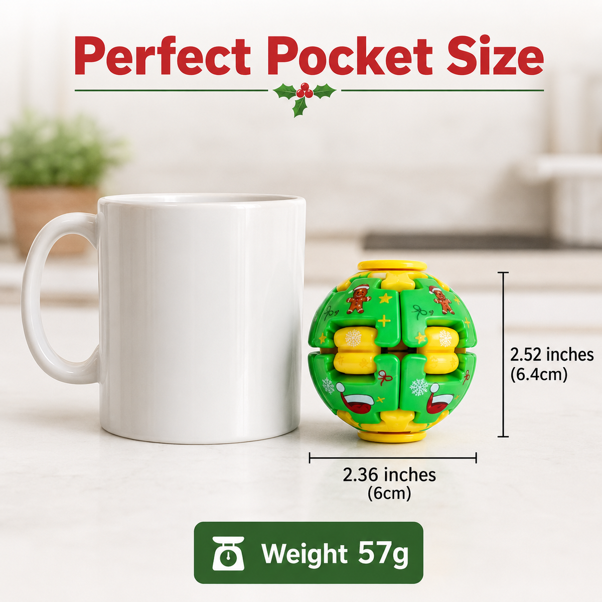 Christmas Fidget Ball Press And Spin Puzzle Toy Stress Relief Rotating Sensory Ball Holiday Stocking Stuffer Gift For Kids Adults