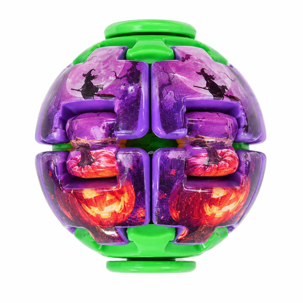 Halloween Fidget Ball Press And Spin Puzzle Toy Stress Relief Gyroball Purple Yellow Spooky Sensory Toy Ghost Pumpkin Bat Print Trick Or Treat Goodie Bag Filler Party Favor Gift For Kids And Adults