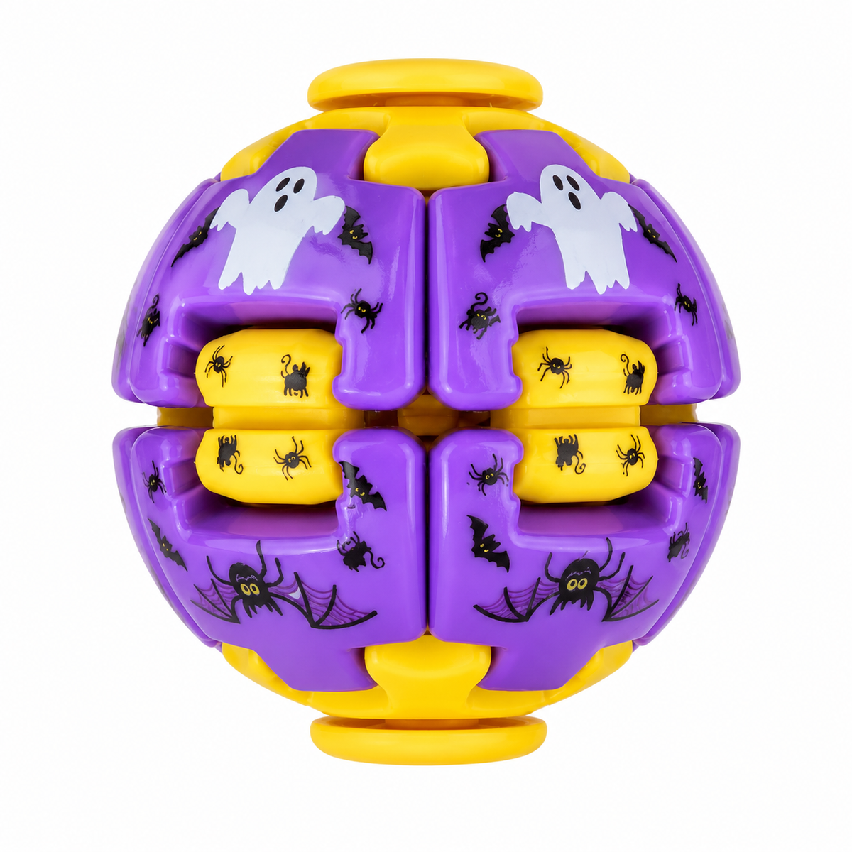 Halloween Fidget Ball Press And Spin Puzzle Toy Stress Relief Gyroball Purple Yellow Spooky Sensory Toy Ghost Pumpkin Bat Print Trick Or Treat Goodie Bag Filler Party Favor Gift For Kids And Adults
