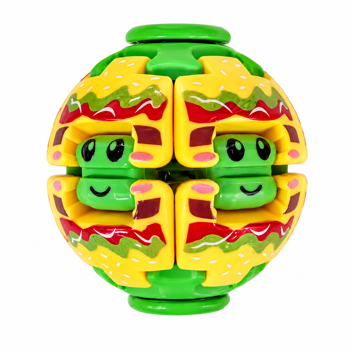 Hamburger Fidget Ball Press And Spin Puzzle Toy Stress Relief Rotating Sensory Food Shaped Ball Random Color Party Favor Gift For Kids And Adults Fun Desk Toy