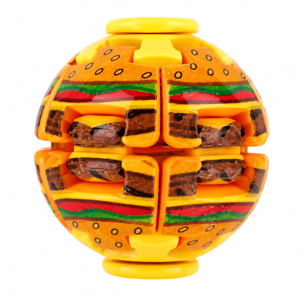 Hamburger Fidget Ball Press And Spin Puzzle Toy Stress Relief Rotating Sensory Food Shaped Ball Random Color Party Favor Gift For Kids And Adults Fun Desk Toy