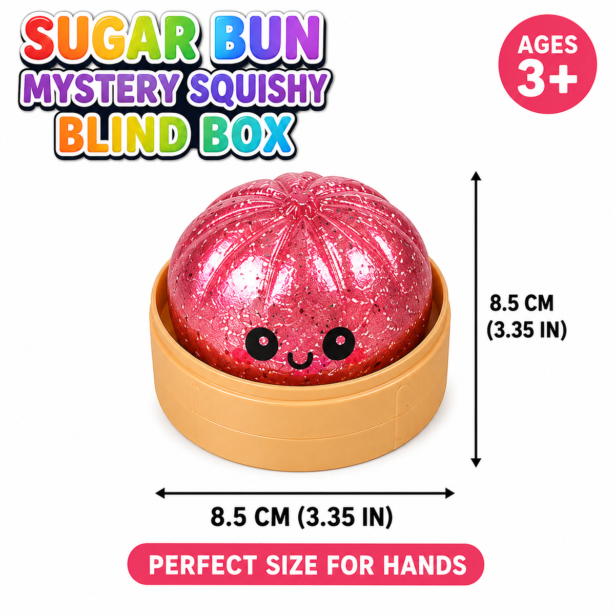 Cute Sugar Bun Mystery Squishy Blind Box Glitter Dumpling Stress Relief Sensory Toy for Kids 3 Plus Slow Rising Fidget Toy with Mini Steamer Random Styles Surprise Gift for Boys Girls Desk Accessory Party Favors