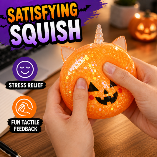 Halloween Mystery Squishy Blind Box Glitter Fidget Toy Cute Pumpkin Skull Eyeball Squeeze Ball Stress Relief Sensory Toy Party Favors For Kids Boys Girls Trick Or Treat Gift Spooky Desk Accessory Random Styles