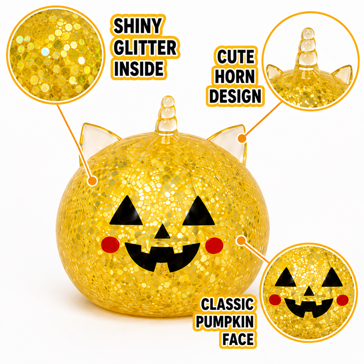 Halloween Mystery Squishy Blind Box Glitter Fidget Toy Cute Pumpkin Face Squeeze Ball Sensory Toy For Kids Boys Girls Trick Or Treat Party Favors Stress Relief Desk Accessory Random Styles