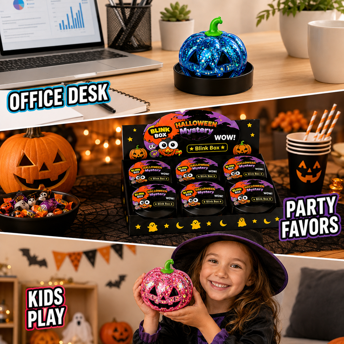 Halloween Mystery Squishy Blind Box Glitter Pumpkin Squeeze Ball Stress Relief Sensory Toy For Kids Boys Girls Trick Or Treat Party Favors Desk Accessory Random Styles