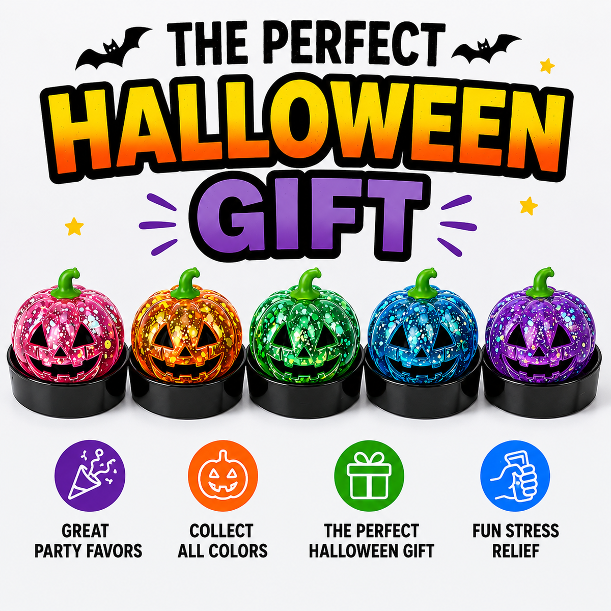 Halloween Mystery Squishy Blind Box Glitter Pumpkin Squeeze Ball Stress Relief Sensory Toy For Kids Boys Girls Trick Or Treat Party Favors Desk Accessory Random Styles