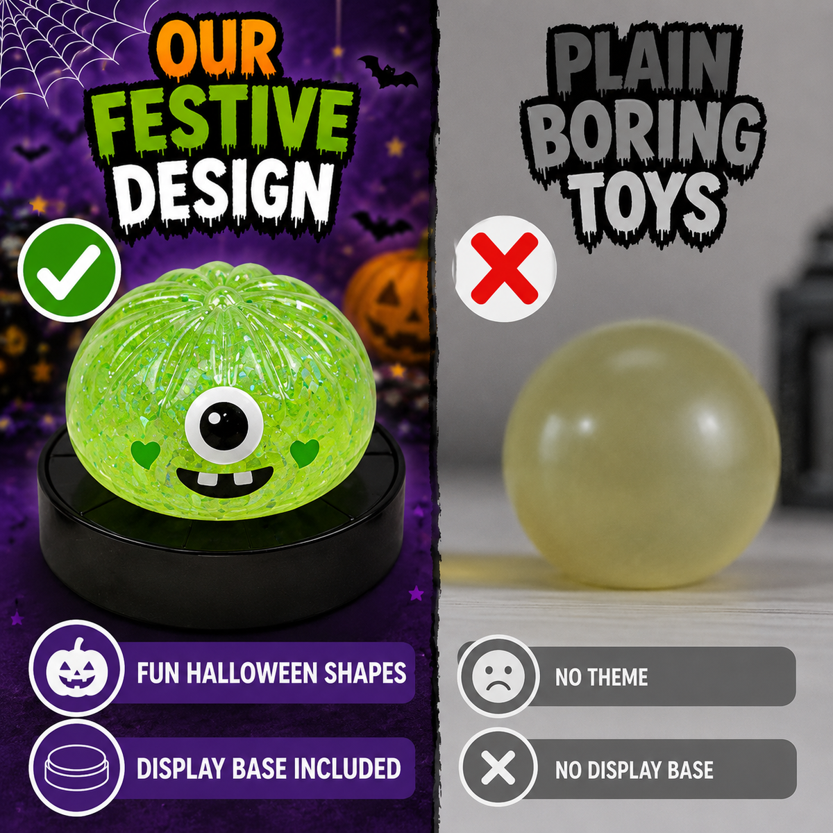 Halloween Mystery Squishy Blind Box Glitter Fidget Toy Cute Ghost Pumpkin Bat Squeeze Sensory Toy For Kids Boys Girls Trick Or Treat Party Favors Stress Relief Desk Accessory Random Styles