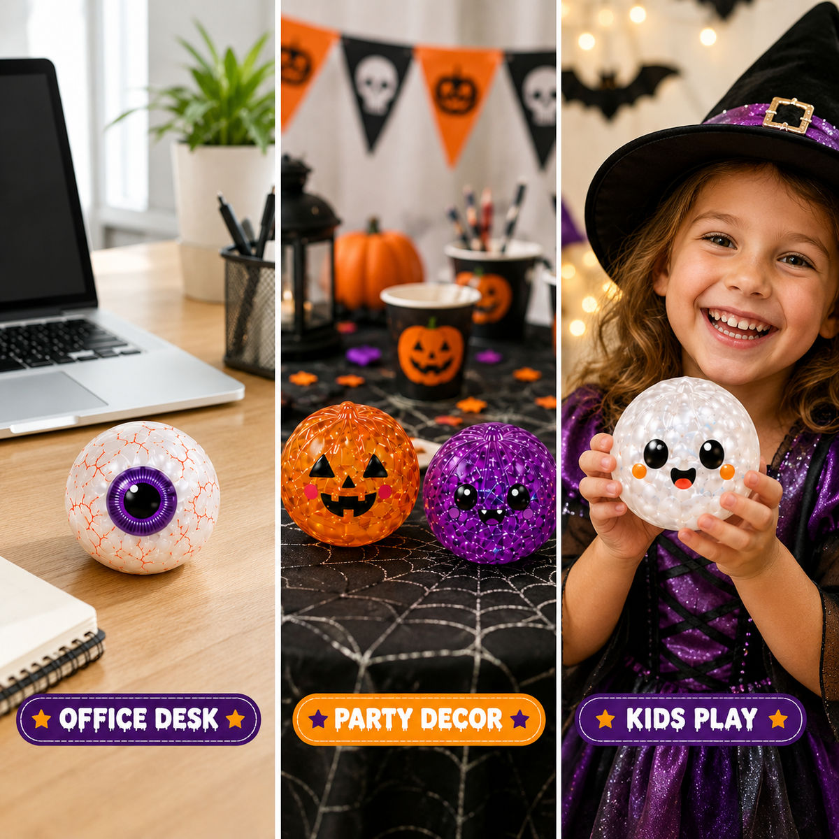 Halloween Mystery Squishy Blind Box Glitter Squeeze Toy Cute Pumpkin Ghost Eyeball Stress Relief Sensory Fidget Toy For Kids Boys Girls Trick Or Treat Party Favors Desk Accessory Random Styles