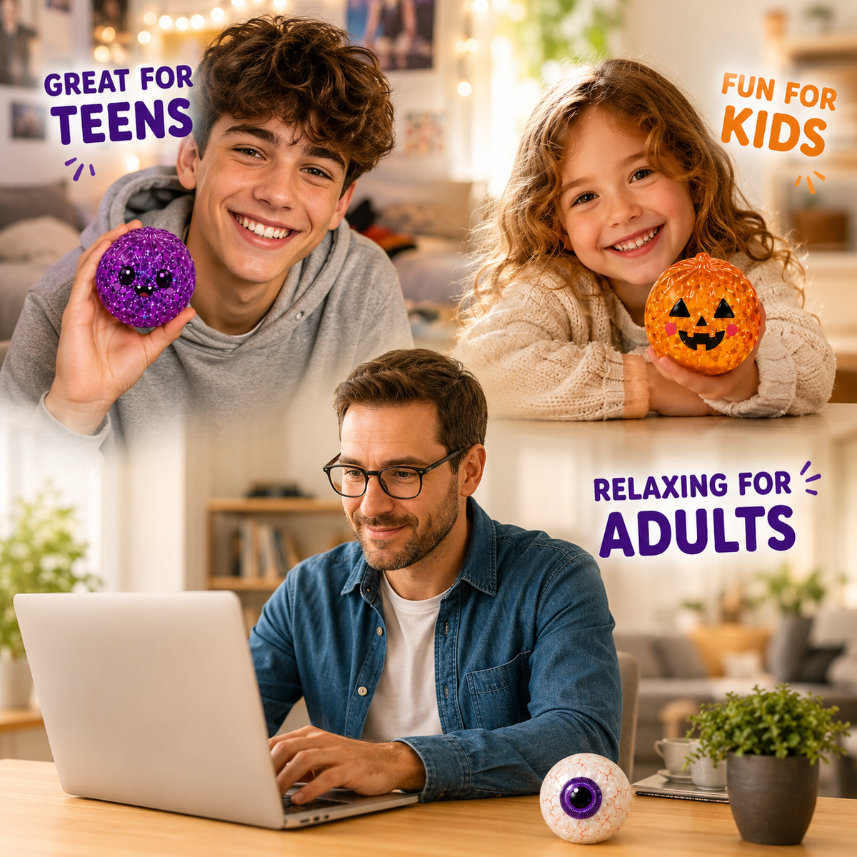 Halloween Mystery Squishy Blind Box Glitter Squeeze Toy Cute Pumpkin Ghost Eyeball Stress Relief Sensory Fidget Toy For Kids Boys Girls Trick Or Treat Party Favors Desk Accessory Random Styles